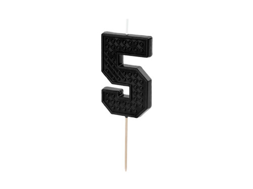 Birthday candle, number 5 - black, 6 cm