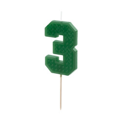 Świeczka urodzinowa cyferka 3 - zielona, 6 cm