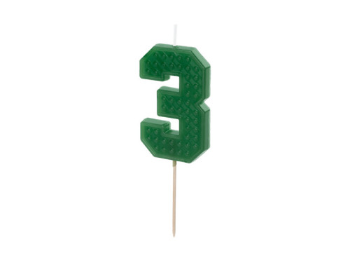 Birthday candle, number 3 - green, 6 cm