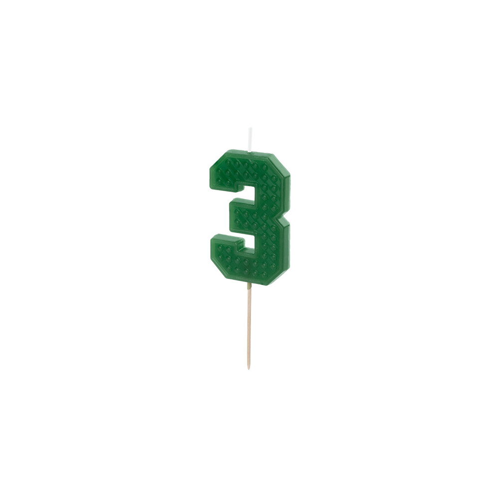 Świeczka urodzinowa cyferka 3 - zielona, 6 cm