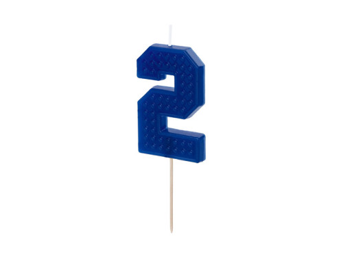 Birthday candle, number 2 - blue, 6 cm