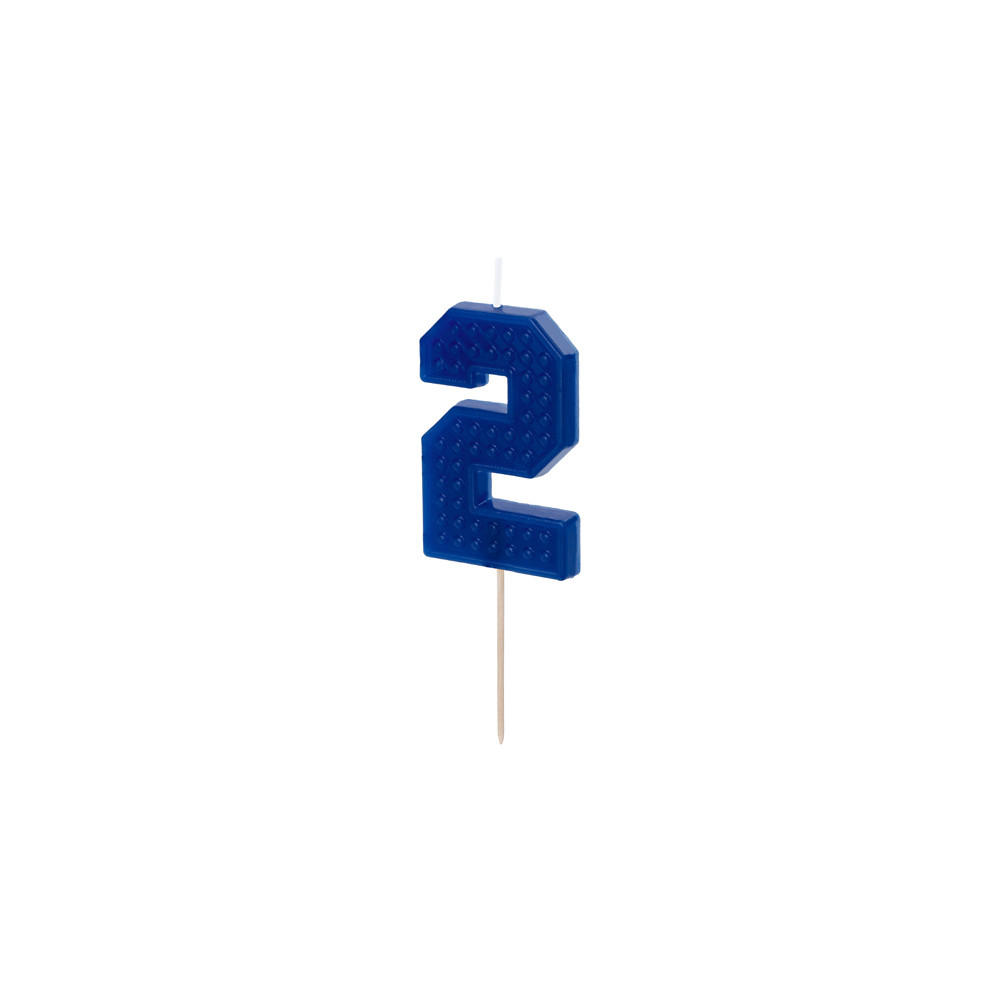 Świeczka urodzinowa cyferka 2 - niebieska, 6 cm