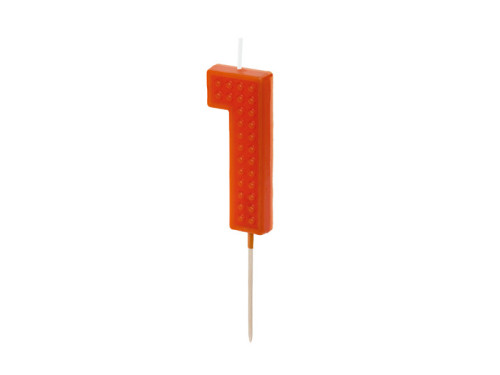 Birthday candle, number 1 - red, 6 cm