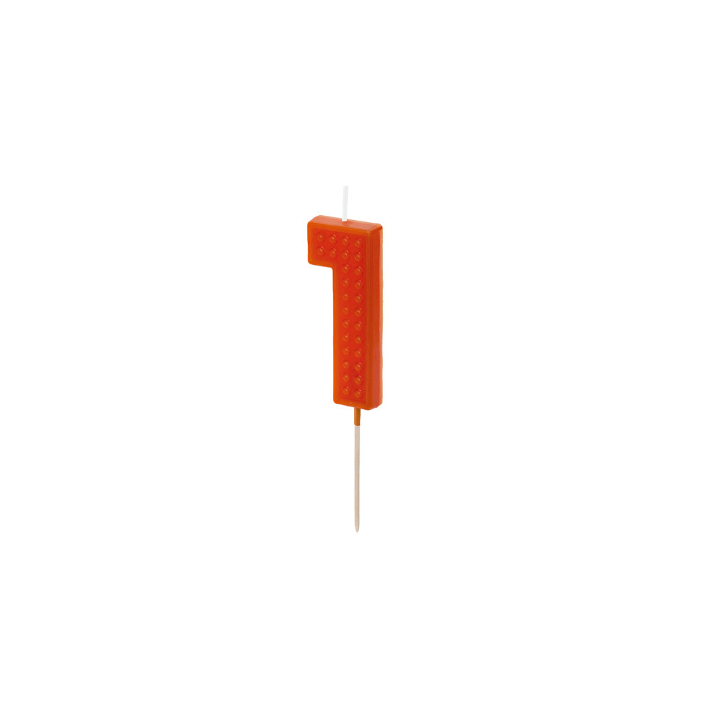 Birthday candle, number 1 - red, 6 cm