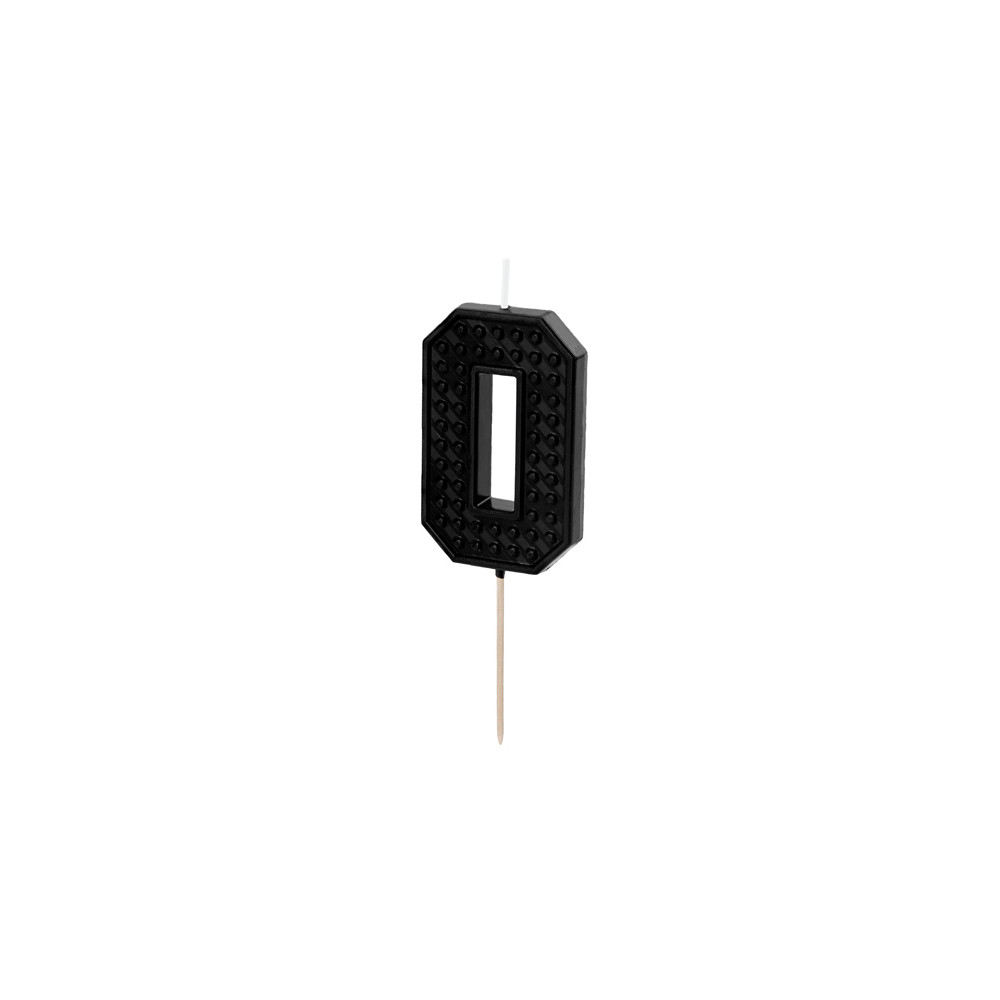 Birthday candle, number 0 - black, 6 cm