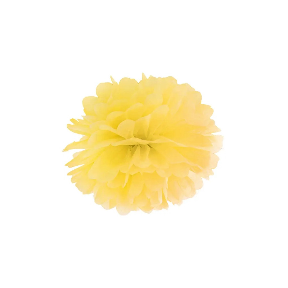 Pompon bibułowy - żółty, 25 cm