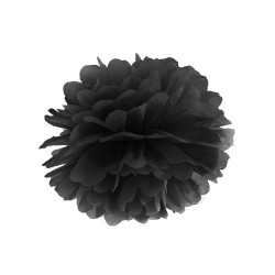Pompon bibułowy - czarny, 25 cm