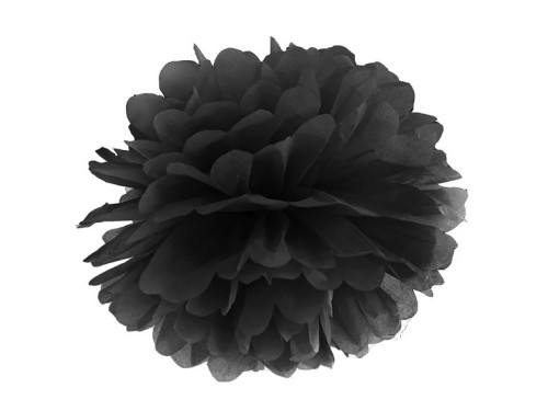 Pompon bibułowy - czarny, 25 cm
