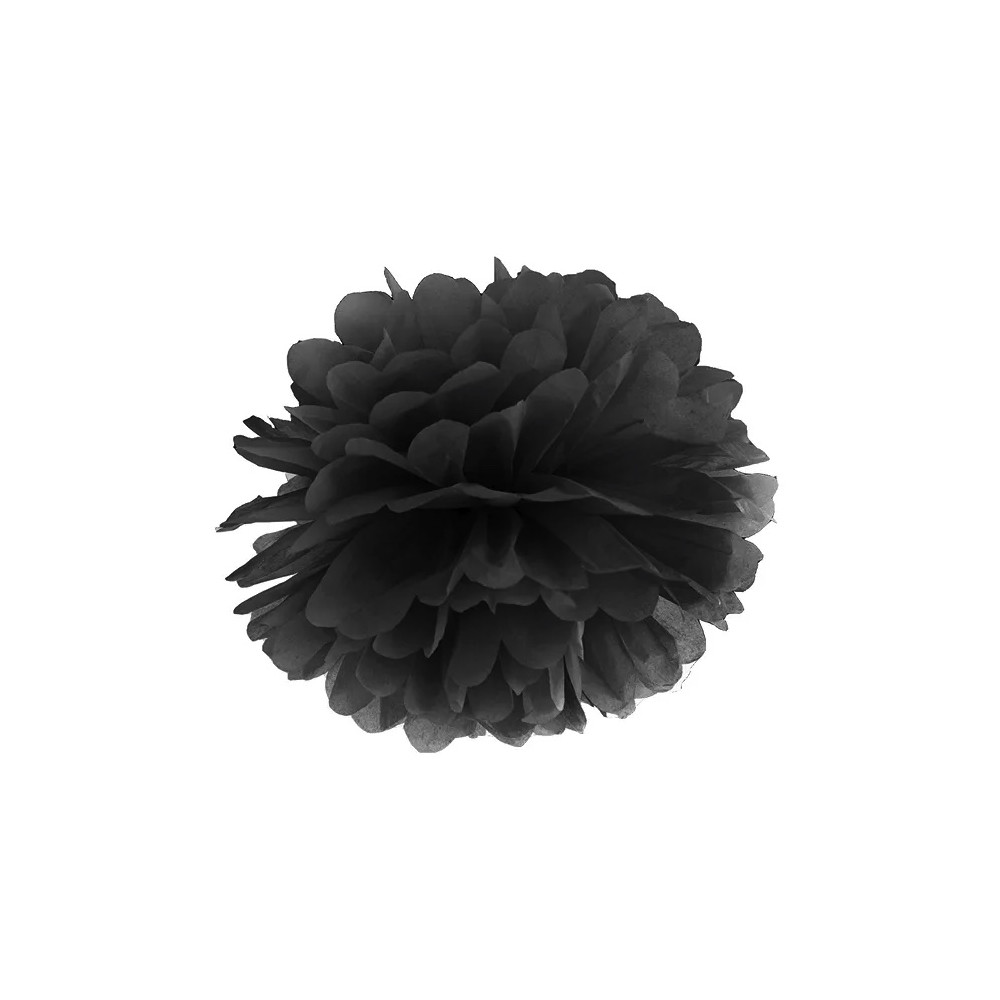 Tissue paper pompom - black, 25 cm