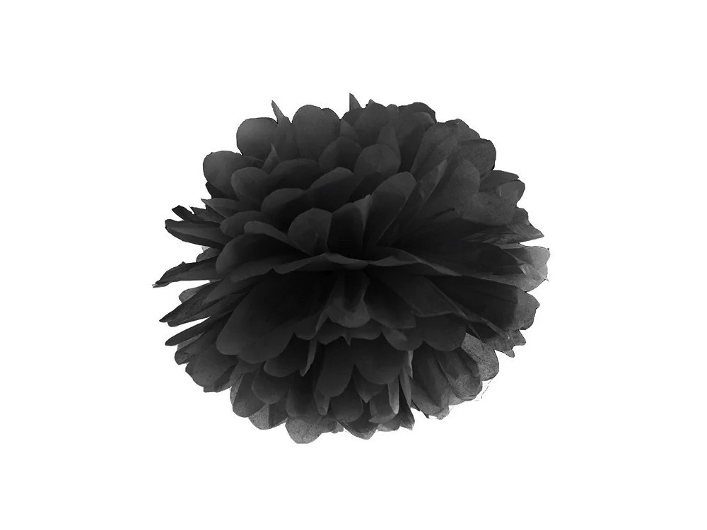 Tissue paper pompom - black, 25 cm