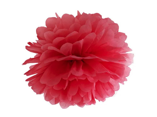 Pompon bibułowy - czerwony, 25 cm