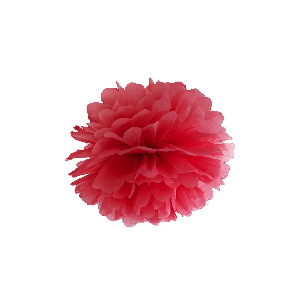 Pompon bibułowy - czerwony, 25 cm