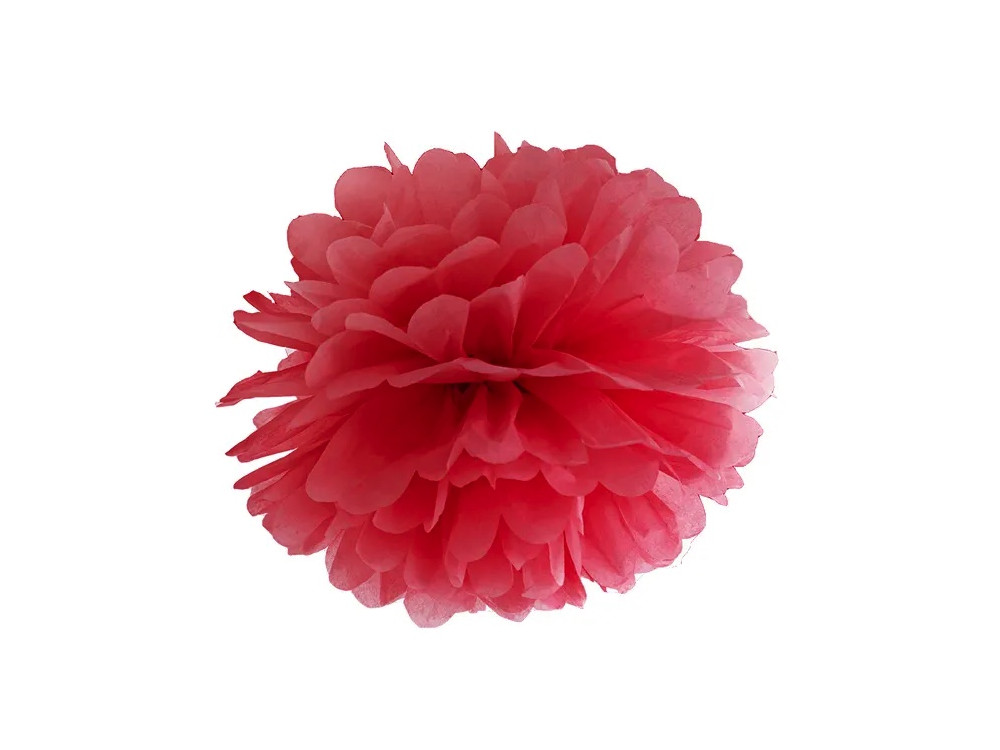 Pompon bibułowy - czerwony, 25 cm