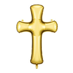 Balon foliowy Krzyż - złoty, 103,5 x 74,5 cm