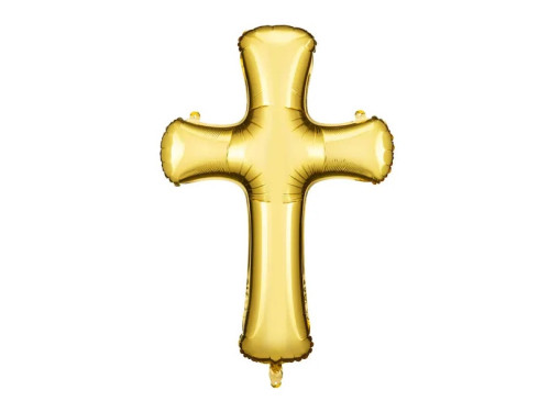 Foil balloon Cross - gold, 103,5 x 74,5 cm