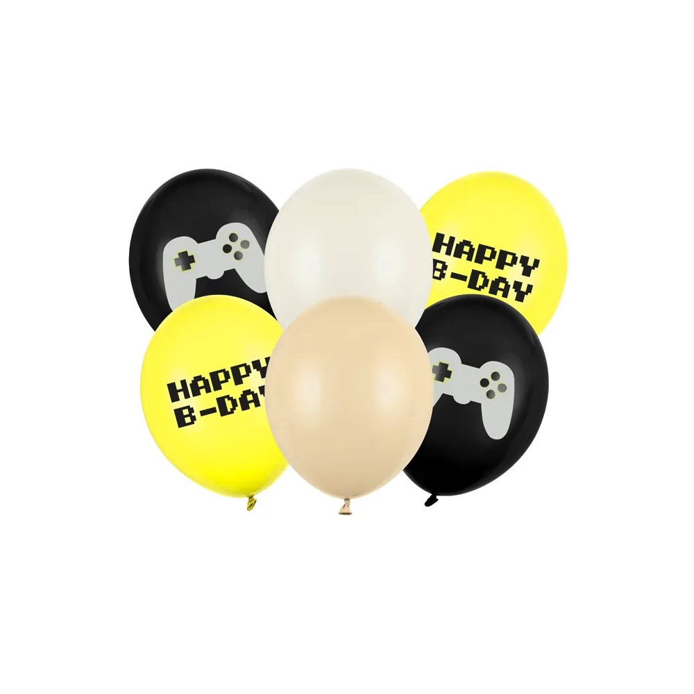 Balony lateksowe Happy B-Day - 30 cm, 6 szt.