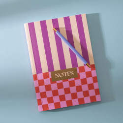 Notebook Checks & Stripes A5 - Once Upon a Tuesday - ruled, softcover, 90 g, 60 pages