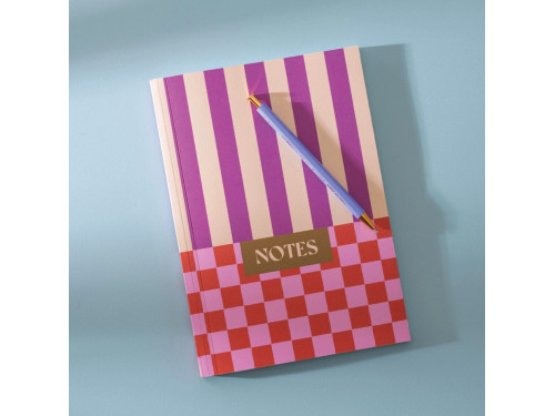 Notebook Checks & Stripes A5 - Once Upon a Tuesday - ruled, softcover, 90 g, 60 pages