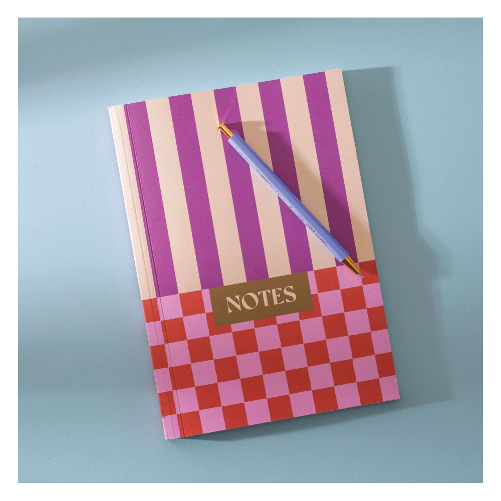 Notebook Checks & Stripes A5 - Once Upon a Tuesday - ruled, softcover, 90 g, 60 pages