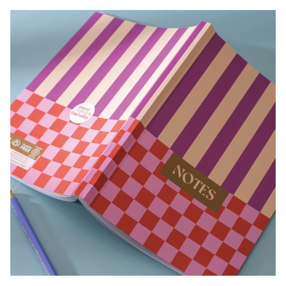 Notatnik Checks & Stripes A5 - Once Upon a Tuesday - w linie, miękki, 100 g, 128 stron