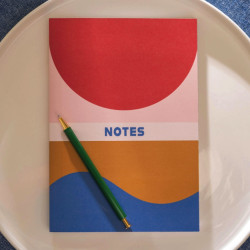 Notebook Cobalt & Peach Geometric A5 - Once Upon a Tuesday - ruled, softcover, 90 g, 60 pages