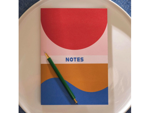 Notebook Cobalt & Peach Geometric A5 - Once Upon a Tuesday - ruled, softcover, 90 g, 60 pages