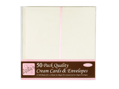TALL CARDS & ENVELOPES SET - ANITA'S - CREAM, 50 PCS