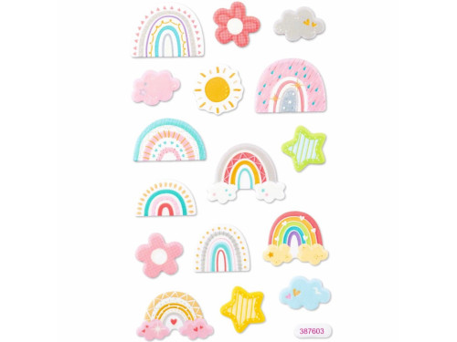 Foam stickers glow in the dark - DpCraft - Rainbow, 16 pcs.