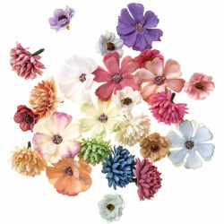 Fabric flowers - DpCraft - multicolor, 24 pcs.