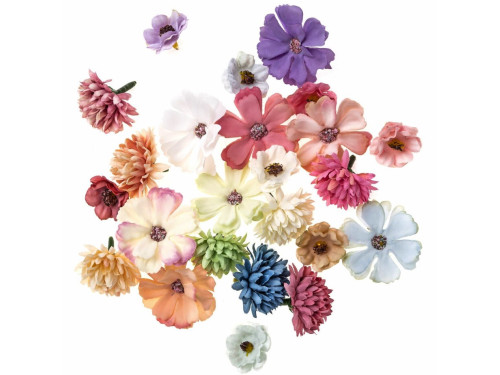 Fabric flowers - DpCraft - multicolor, 24 pcs.