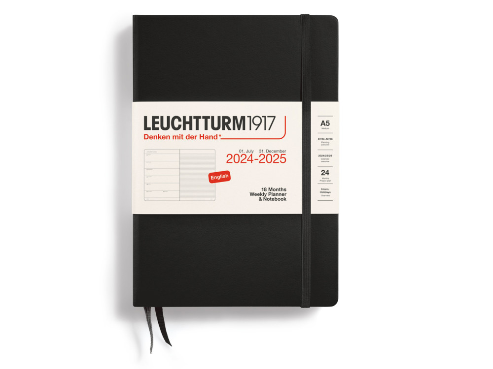 Weekly Planner & Notebook 2024-2025 - Leuchtturm1917 - Black, hard cover, A5