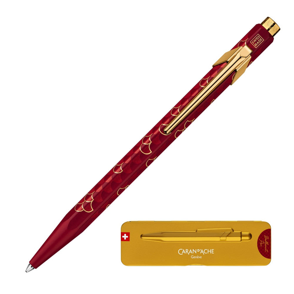 Długopis 849 Dragon w etui - Caran d'Ache - czerwono-złoty