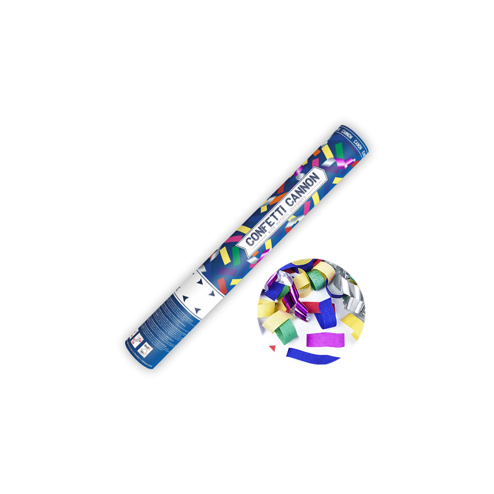 Confetti cannon - confetti and streamers, colorful, 40 cm