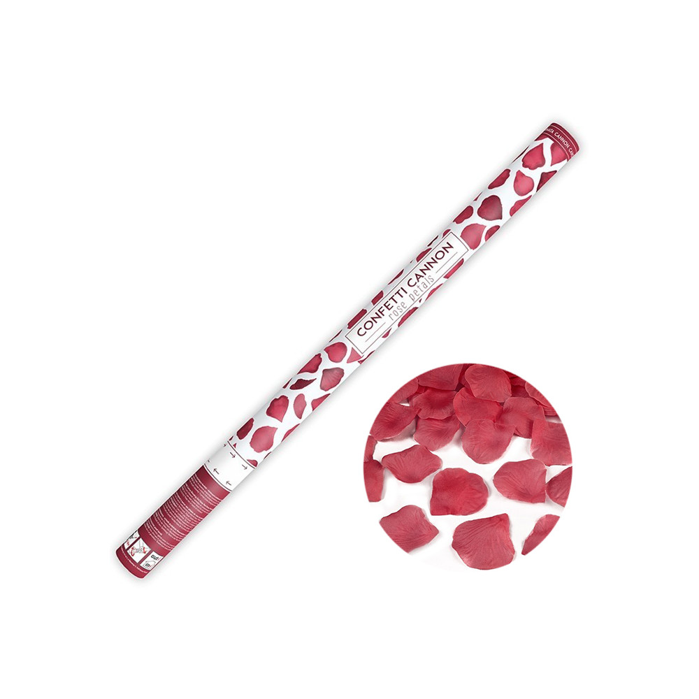 Confetti cannon - rose petals, deep red, 80 cm
