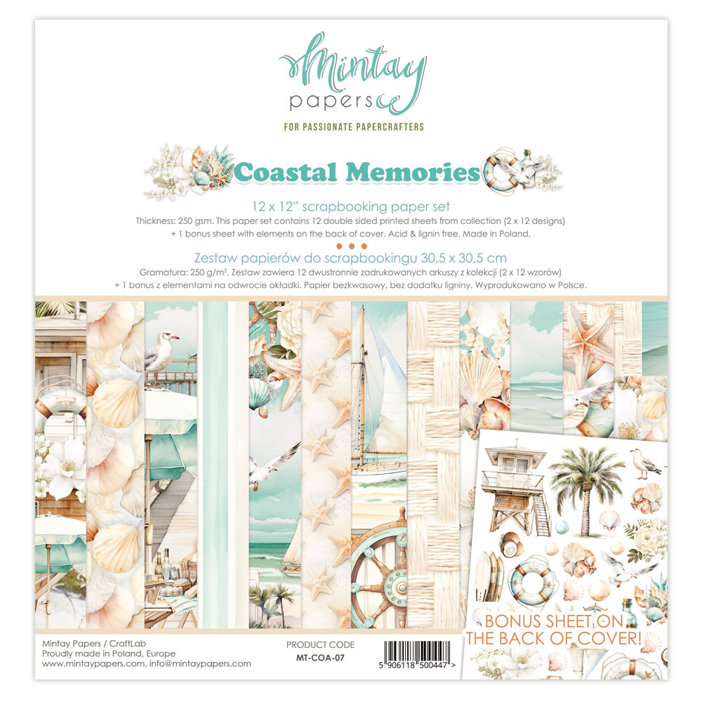 Zestaw papierów do scrapbookingu 30,5 x 30,5 cm - Mintay - Coastal Memories