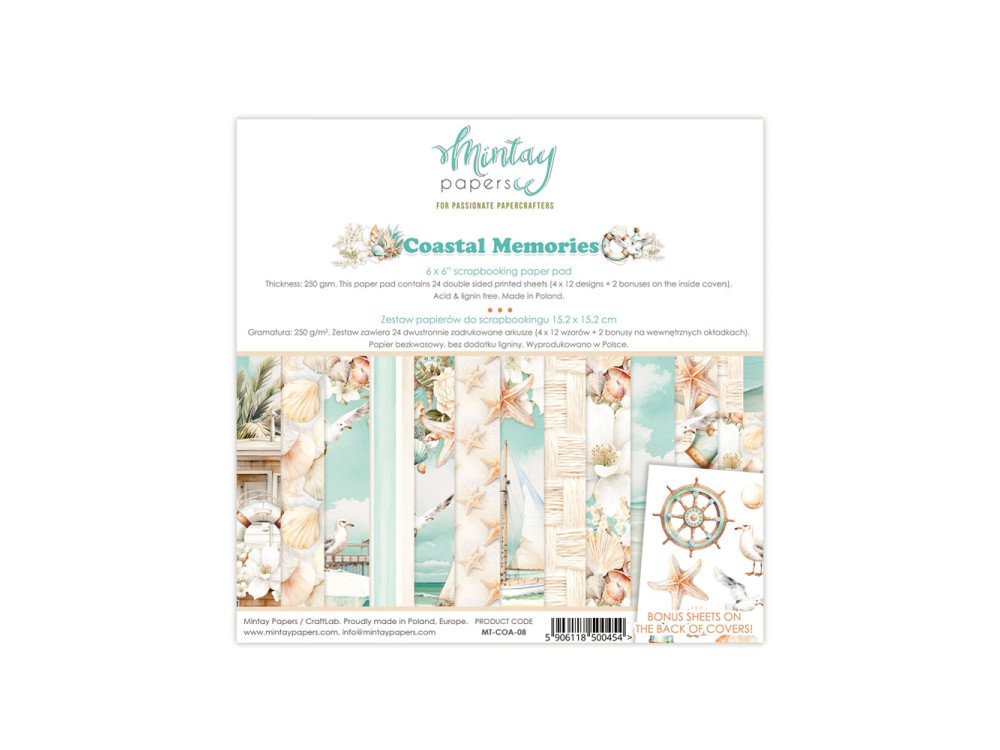 Set of scrapbooking papers 15,2 x 15,2 cm - Mintay - Coastal Memories