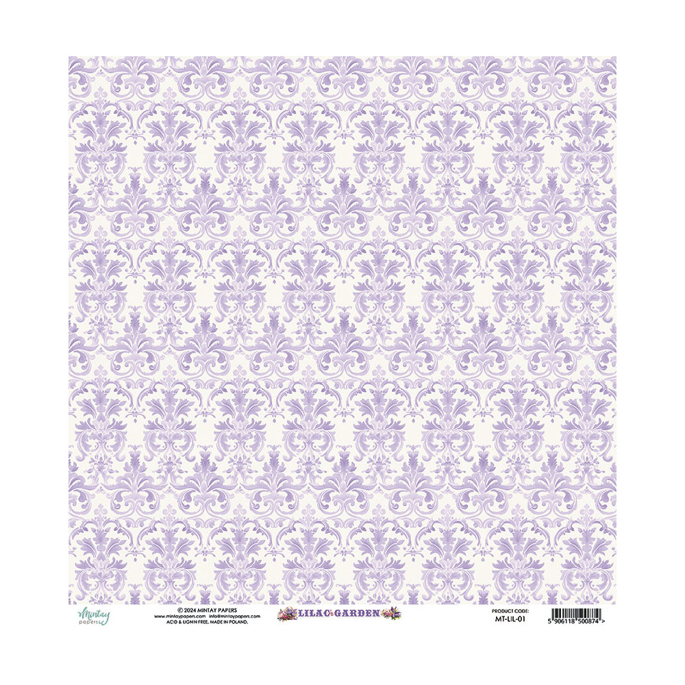 Scrapbooking paper 30,5 x 30,5 cm - Mintay - Lilac Garden 01