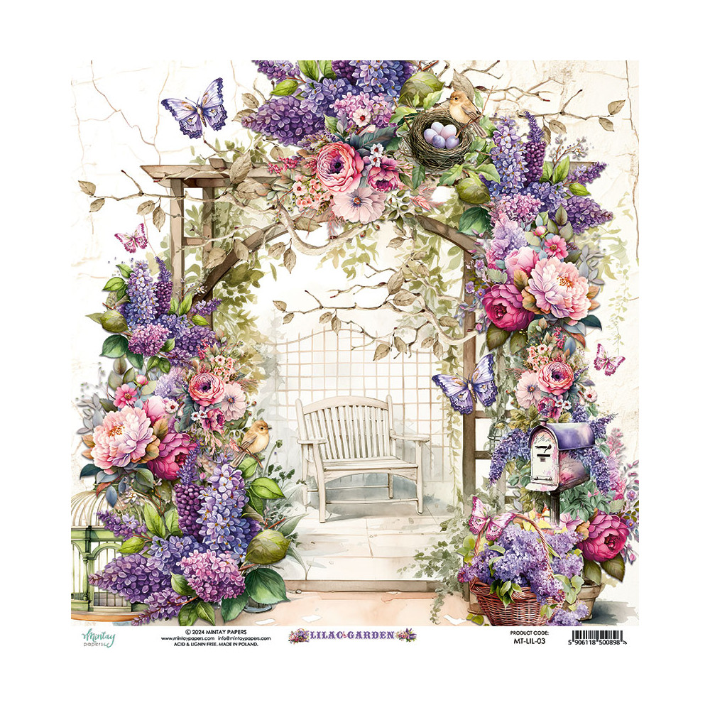 Papier do scrapbookingu 30,5 x 30,5 cm - Mintay - Lilac Garden 03