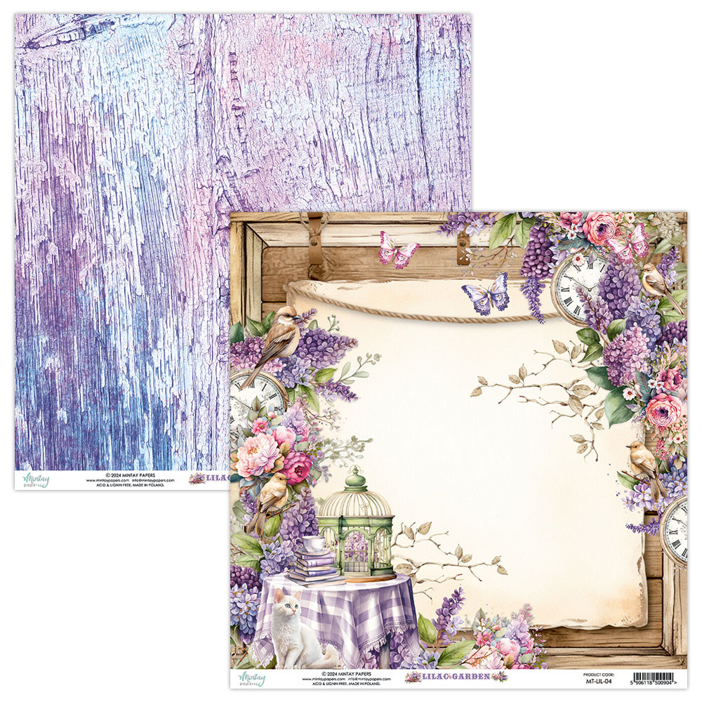 Papier do scrapbookingu 30,5 x 30,5 cm - Mintay - Lilac Garden 04