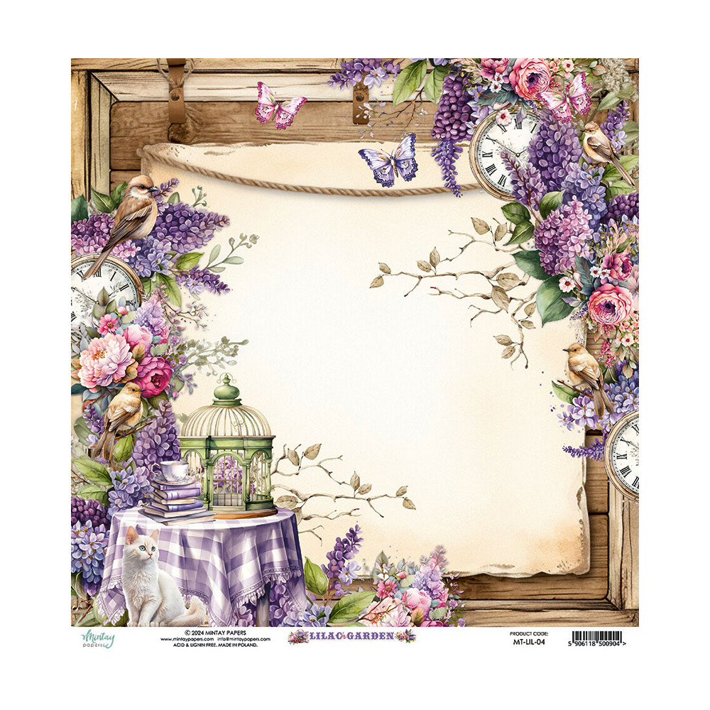 Scrapbooking paper 30,5 x 30,5 cm - Mintay - Lilac Garden 04