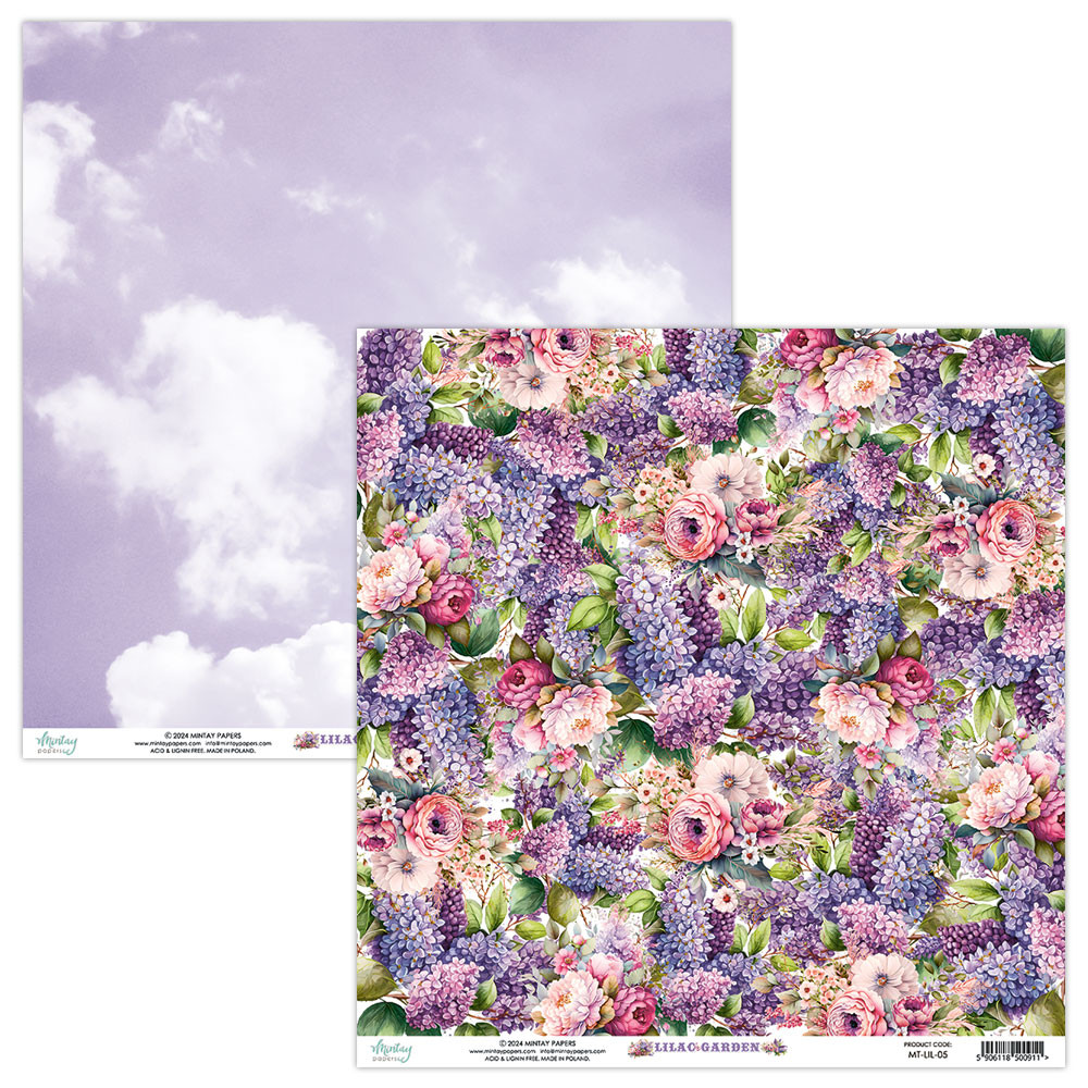 Scrapbooking paper 30,5 x 30,5 cm - Mintay - Lilac Garden 05