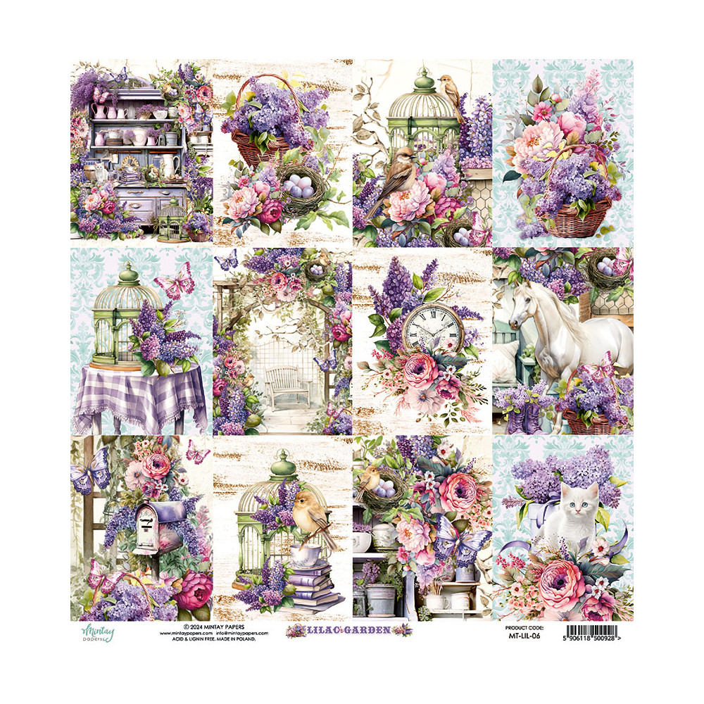 Papier do scrapbookingu 30,5 x 30,5 cm - Mintay - Lilac Garden 06
