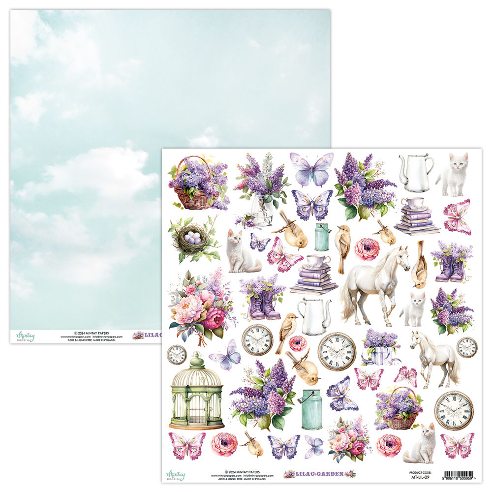 Set of scrapbooking papers 30,5 x 30,5 cm - Mintay - Lilac Garden