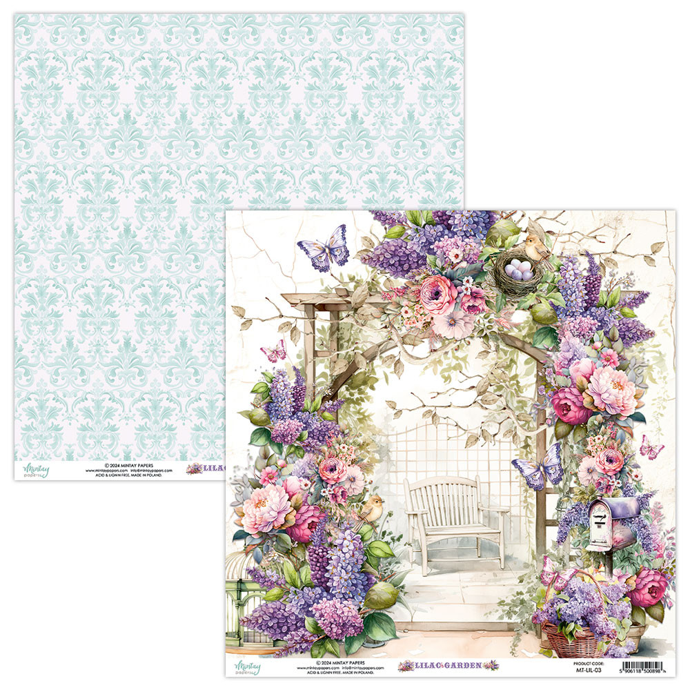 Set of scrapbooking papers 15,2 x 15,2 cm - Mintay - Lilac Garden
