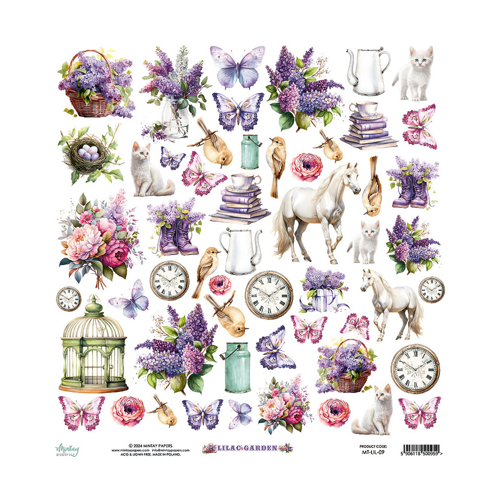 Elements for cutting 30,5 x 30,5 cm - Mintay - Lilac Garden