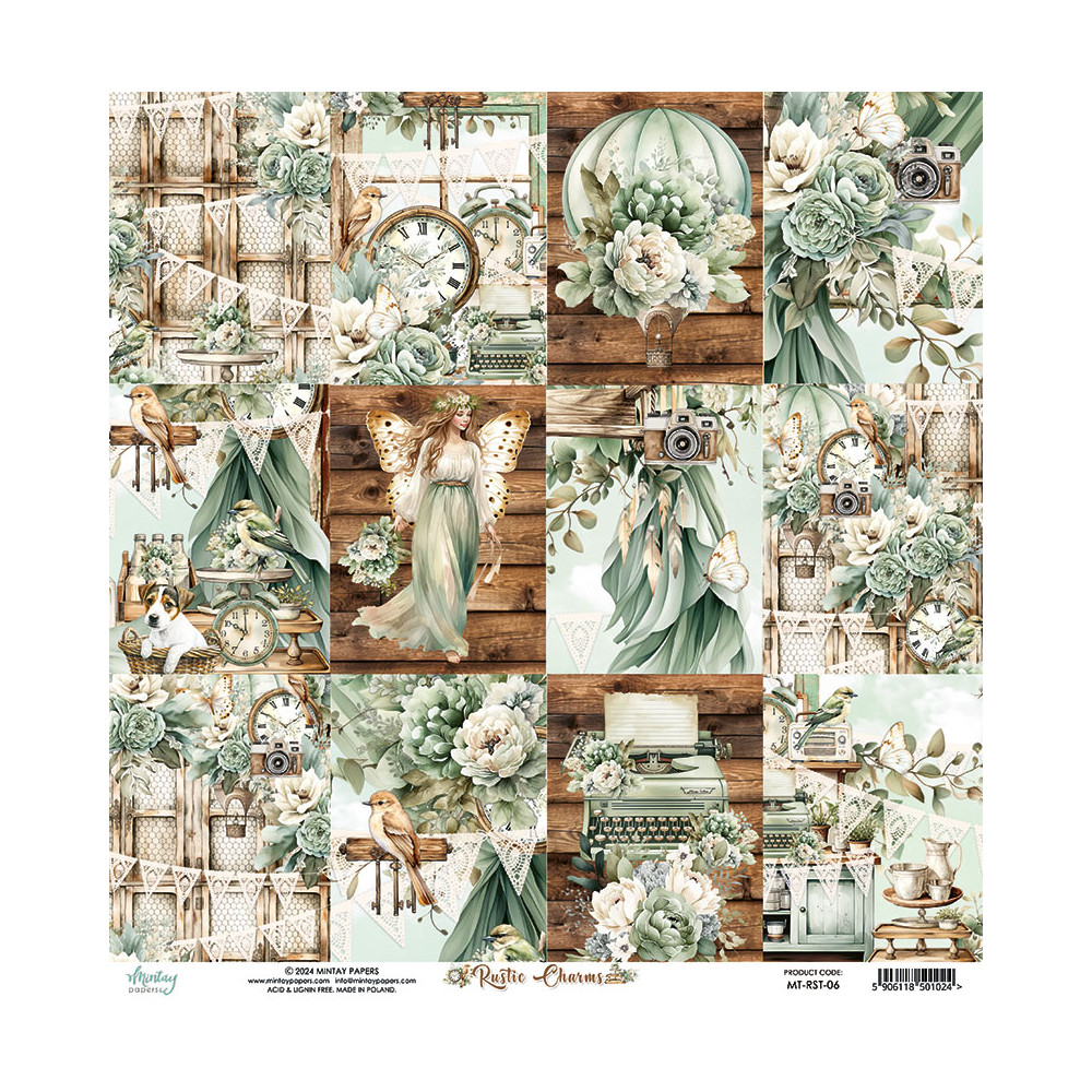 Scrapbooking paper 30,5 x 30,5 cm - Mintay - Rustic Charms 06