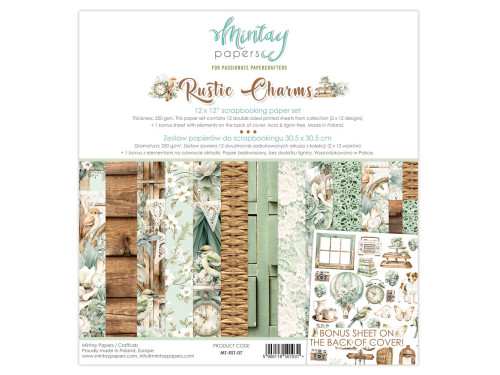 Zestaw papierów do scrapbookingu 30,5 x 30,5 cm - Mintay - Rustic Charms