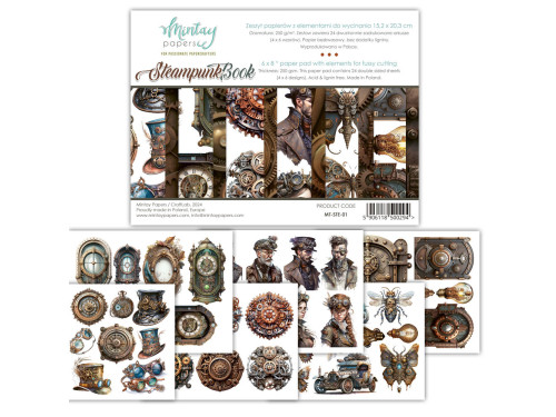 Scrapbooking paper set 15,2 x 20,3 cm - Mintay - Steampunk Book