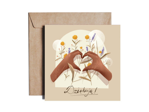 Greeting card - Pieskot - Dziękuję, 14,5 x 14,5 cm