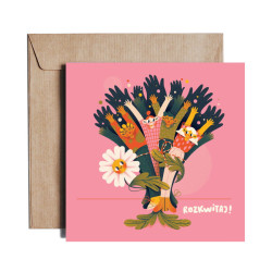 Greeting card - Pieskot - Rozkwitaj!, 14,5 x 14,5 cm